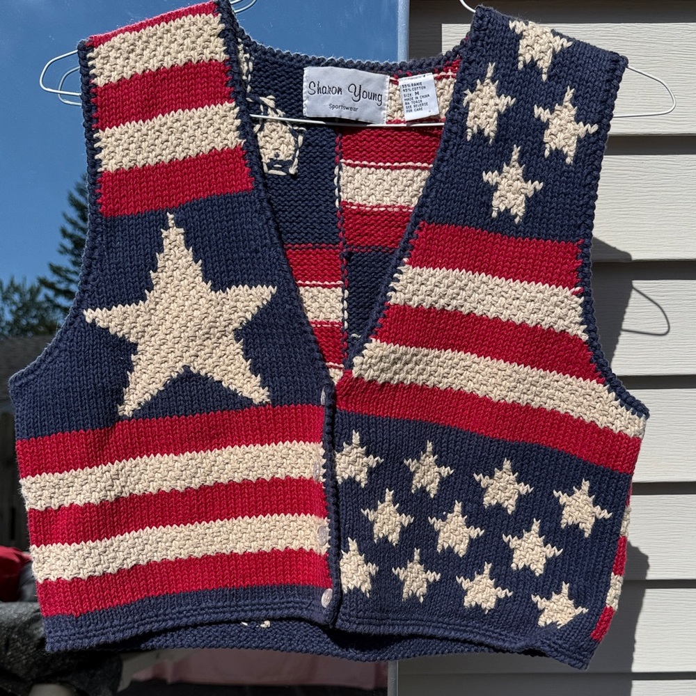 Sharon Young Stars and Stripes Knit Vest